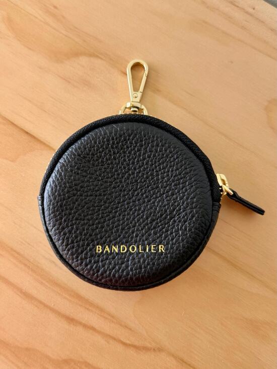 Bandolier Accessories - NEW Bandolier Mini Round Pouch Black Leather Gold Tone Hardware Bag Charm Flair